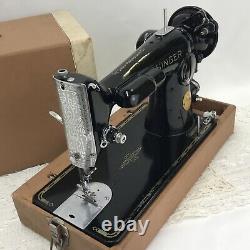 SERVICED Heavy Duty Vtg Singer 201 Sewing Machine Gear Driven Denim Leather 1946