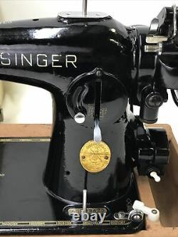 SERVICED Heavy Duty Vtg Singer 201 Sewing Machine Gear Driven Denim Leather 1946