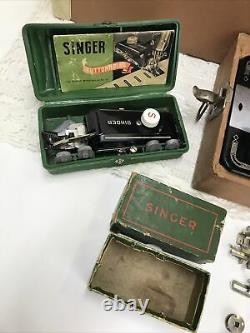 SERVICED Heavy Duty Vtg Singer 201 Sewing Machine Gear Driven Denim Leather 1946
