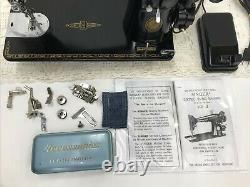 SERVICED Heavy Duty Vtg Singer 201 Sewing Machine Gear Driven for Denim Leather+