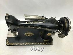 SERVICED Heavy Duty Vtg Singer 66 Sewing Machine Denim Leather Ornate Gold Black