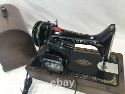 SERVICED Heavy Duty Vtg Singer Sewing Machine 99K Bentwood Case Denim, Leather