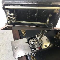 SERVICED Heavy Duty Vtg Singer Sewing Machine 99K Bentwood Case Denim, Leather