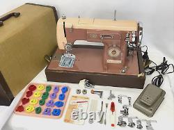 SERVICED Vtg Kenmore 158 1Amp Heavy Duty Sewing Machine Zig Zag Cams Pink Peach