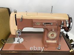 SERVICED Vtg Kenmore 158 1Amp Heavy Duty Sewing Machine Zig Zag Cams Pink Peach