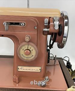 SERVICED Vtg Kenmore 158 1Amp Heavy Duty Sewing Machine Zig Zag Cams Pink Peach