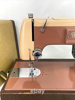 SERVICED Vtg Kenmore 158 1Amp Heavy Duty Sewing Machine Zig Zag Cams Pink Peach