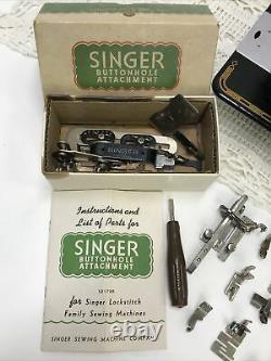 SERVICED Vtg Singer 201 Sewing Machine CHROME HANDWHEEL Heavy Duty Denim Leather