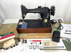 SERVICED Vtg Singer 66 Sewing Machine Heavy Duty Leather / Denim, Wrinkle Finish