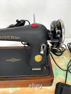 SERVICED Vtg Singer 66 Sewing Machine Heavy Duty Leather / Denim, Wrinkle Finish