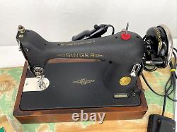 SERVICED Vtg Singer 66 Sewing Machine Heavy Duty Leather / Denim, Wrinkle Finish