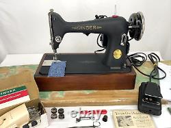 SERVICED Vtg Singer 66 Sewing Machine Heavy Duty Leather / Denim, Wrinkle Finish