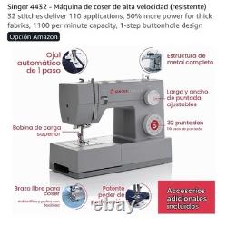SINGER 4432 Heavy Duty Mechanical Sewing Machine Free Arm Top-Loading Bobbin
