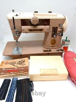 SINGER Sewing Machine 401A Zig Zag Heavy Duty Serviced Extras