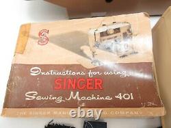 SINGER Sewing Machine 401A Zig Zag Heavy Duty Serviced Extras