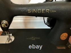 See video! Vintage 1940s SINGER 66 Sewing Machine & EXTRAS Heavy Duty Sews denim