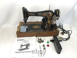 Serviced Antique Vtg Singer 66 Red Eye Sewing Machine Heavy Duty Leather Denim