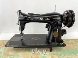 Serviced BLACKSIDE Vtg Heavy Duty Singer 15-90 Sewing Machine Leather Denim