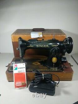 Singer 15-91 Vintage 1951 Heavy Duty Sewing Machine With Foot Pedal Tested Used