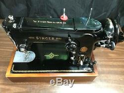 Singer 306M Made Italy Heavy Duty Sewing Machine Vintage Black Foot Pedal Tested