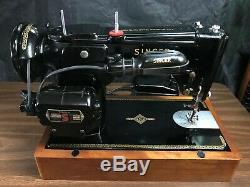 Singer 306M Made Italy Heavy Duty Sewing Machine Vintage Black Foot Pedal Tested