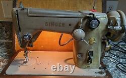 Singer 306W Tan Heavy Duty Sewing Machine with Case New Wiring Tested Working