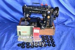 Singer 319w Zigzag Black Sewing Machine In Base Serviced Sew Heavy Materials