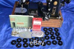 Singer 319w Zigzag Black Sewing Machine In Base Serviced Sew Heavy Materials