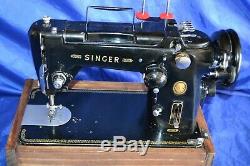 Singer 319w Zigzag Black Sewing Machine In Base Serviced Sew Heavy Materials