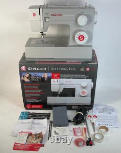 Singer 4411 Heavy Duty Portable Sewing Machine Grey With Pedal And Accessories