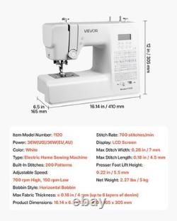 VEVOR Computerized Sewing Machine Digital Sewing Machine 200 Stitch Applications