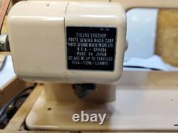VINTAGE 1950s White 763 Stitcher Sewing Machine Belt Driven Heavy Duty