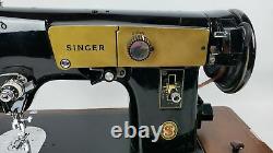 VINTAGE SINGER PORTABLE HEAVY DUTY SEWING MACHINE MODEL 224 RED S With ACC & CASE