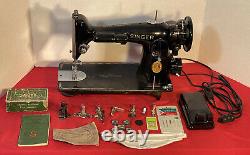 Vintage 1949 Singer 201-2 Heavy Duty Sewing Machine, Extras, SERVICED