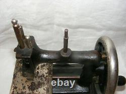 Vintage Child's Toy Sewing Machine Heavy Cast Iron Gold Scrolling Hand Crank