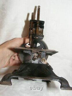 Vintage Child's Toy Sewing Machine Heavy Cast Iron Gold Scrolling Hand Crank