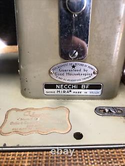 Vintage Heavy Duty Necchi BU Series Mira Sewing Machine Olive Green Italy