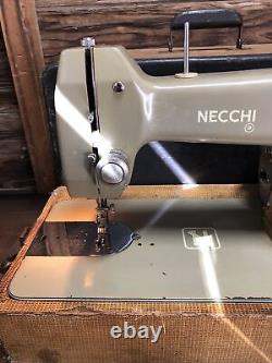 Vintage Heavy Duty Necchi BU Series Mira Sewing Machine Olive Green Italy