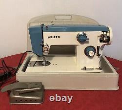 Vintage Heavy Duty White Sewing Machine w Foot Pedal, Case Japan TESTEDREAD Euc