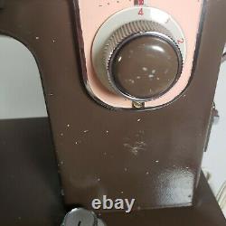Vintage Japan Brother Charger 651 Heavy Duty Sewing Machine Retro Pink Brown