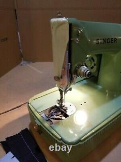 Vintage Singer 185K Sewing Machine Mint Green Heavy Duty With Case Tested