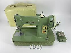 Vintage Singer 185K Sewing Machine Mint Green Heavy Duty with Case Foot Pedal