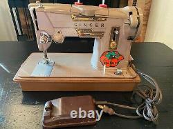Vintage Singer 328K Sewing Machine Style-o-Matic Heavy Duty with pedal/attachments