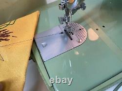 Vintage Singer HEAVY Mint Green Steel Mid Century RFJ8-8 Sewing Machine WORKS