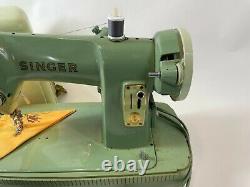 Vintage Singer HEAVY Mint Green Steel Mid Century RFJ8-8 Sewing Machine WORKS