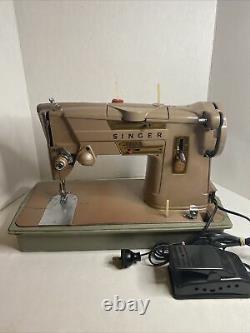 Vintage Singer Model 328K Heavy Duty Upholstery Sewing Machine Foot Pedal & Case