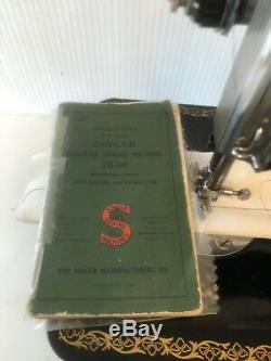 Vintage Singer Sewing Machine 15-91 Heavy Duty Gear Drive Manual Accessories