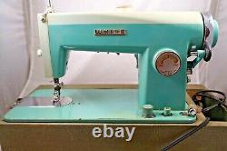 Vintage White Heavy Duty Sewing Machine Model 263 All Metal w Case + Accessories