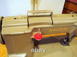 Vtg SINGER 301 Sewing Machine Short Bed Heavy Duty Gear Drive Serviced Works